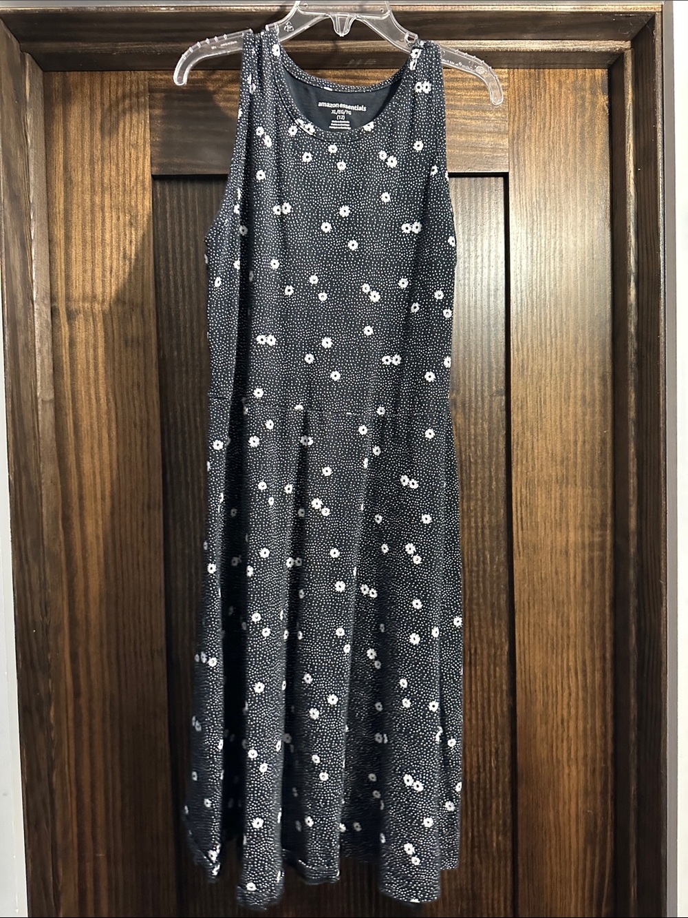 Amazon Essentials Black and White Daisy Print Tank Dress XL (12)